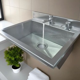 Lavatório com bancada para 01 torneira e Dosador 50cm - Construinox